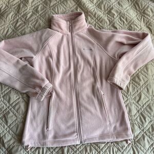 Columbia light pink zip up fleece sweater size medium